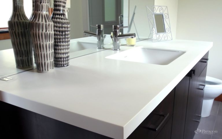solid surface kitchen countertop with integrated sink