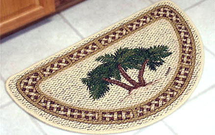 Patterned kitchen rug with semicircle shape