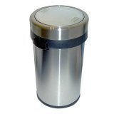 Free-standing kitchen trash can with lid