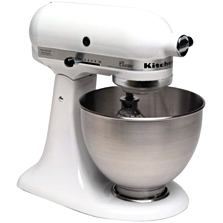 KitchenAid K45SS Classic 250-Watt 4-1/2-Quart stand mixer with a working bowl