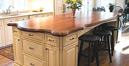 Kitchen island with wood countertop