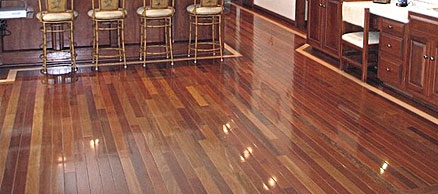 Prefinished Brazilian walnut flooring in a kitchen