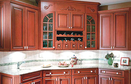 Custom kitchen cabinets made of cherry wood