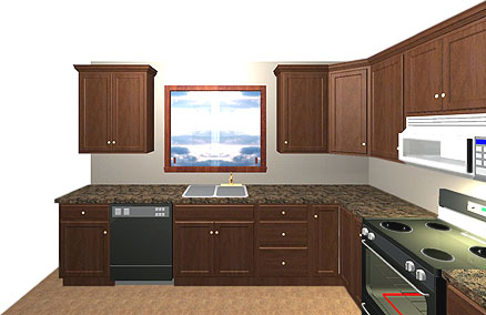 L-shaped kitchen cabinet layout