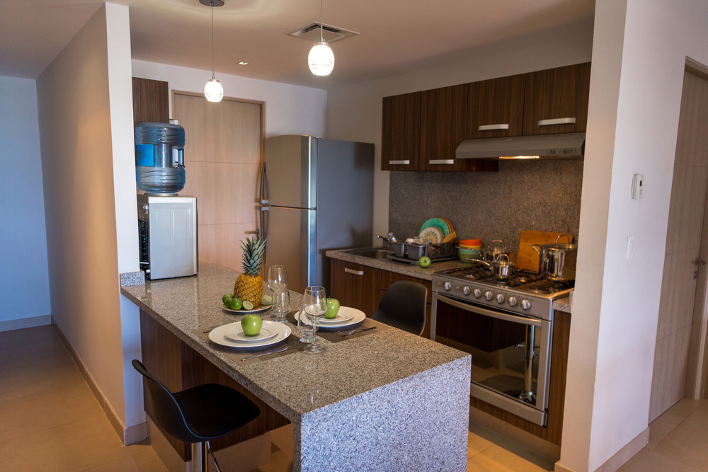 Modern kitchen with utensils and everything necessary for cooking