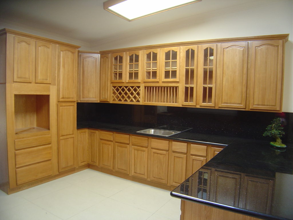 Wood kitchen cabinets