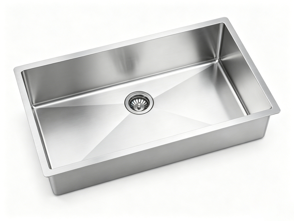 A wide single bowl accommodates stockpots, roasting pans and baking sheets.